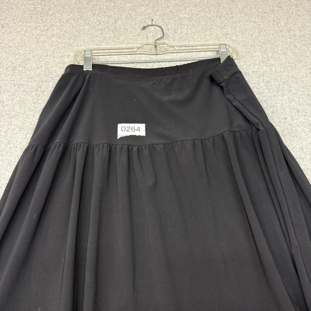Claudia Richard Tiered Maxi Skirt 1X Black Elastic Waist Stretch Jersey USA Made - Picture 9 of 9